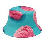 Pink Strawberry Ice Cream Print Bucket Hat