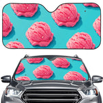 Pink Strawberry Ice Cream Print Car Windshield Sun Shade