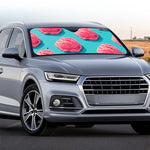 Pink Strawberry Ice Cream Print Car Windshield Sun Shade