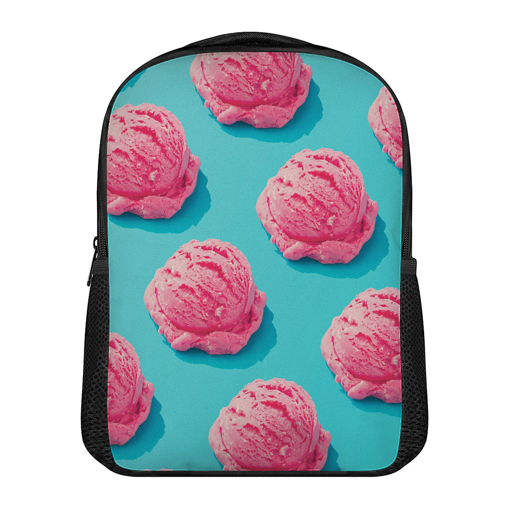 Pink Strawberry Ice Cream Print Casual Backpack