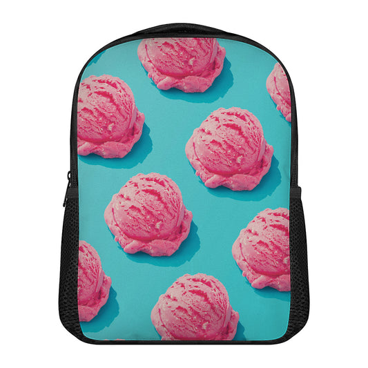 Pink Strawberry Ice Cream Print Casual Backpack