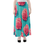 Pink Strawberry Ice Cream Print Chiffon Maxi Skirt