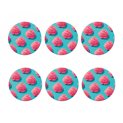 Pink Strawberry Ice Cream Print Coaster Set