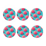 Pink Strawberry Ice Cream Print Coaster Set