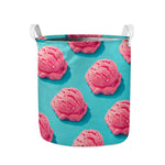 Pink Strawberry Ice Cream Print Collapsible Laundry Basket