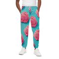 Pink Strawberry Ice Cream Print Cotton Sweatpants