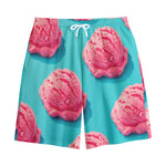 Pink Strawberry Ice Cream Print Cotton Shorts