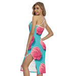 Pink Strawberry Ice Cream Print Cross Back Cami Dress