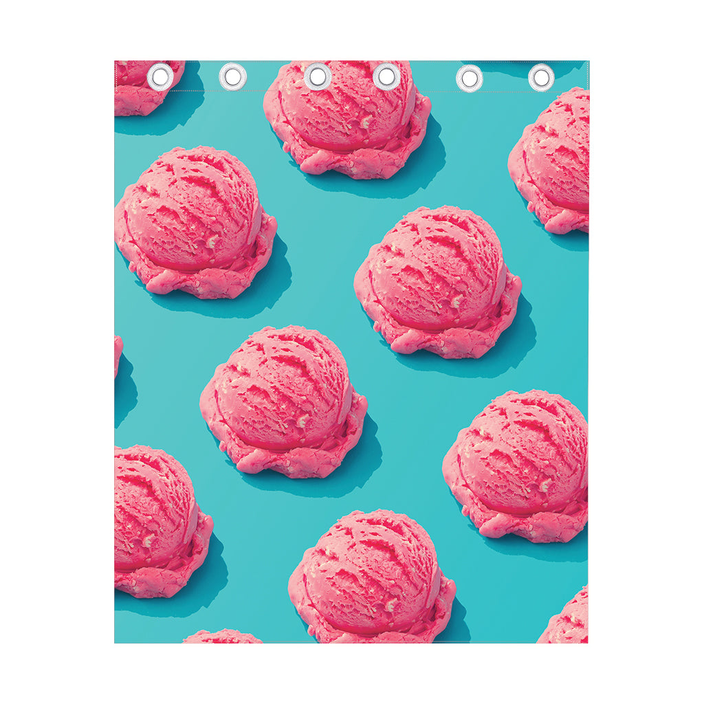Pink Strawberry Ice Cream Print Curtain