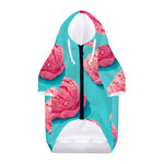 Pink Strawberry Ice Cream Print Dog Zip Up Hoodie