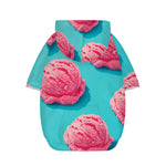Pink Strawberry Ice Cream Print Dog Zip Up Hoodie