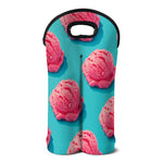 Pink Strawberry Ice Cream Print Double Neoprene Wine Tote