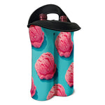 Pink Strawberry Ice Cream Print Double Neoprene Wine Tote