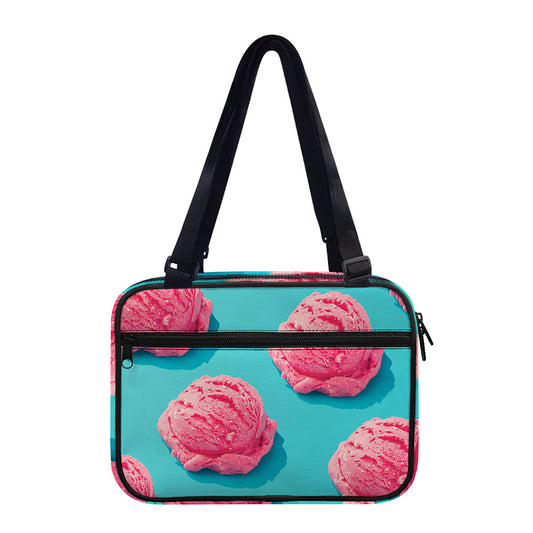 Pink Strawberry Ice Cream Print Double Strap Bible Bag