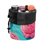 Pink Strawberry Ice Cream Print Drawstring Makeup Bag