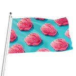 Pink Strawberry Ice Cream Print Flag