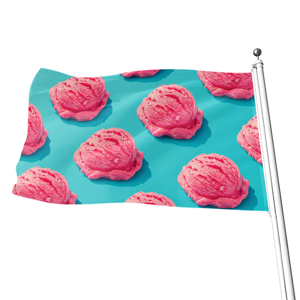 Pink Strawberry Ice Cream Print Flag
