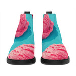 Pink Strawberry Ice Cream Print Flat Ankle Boots