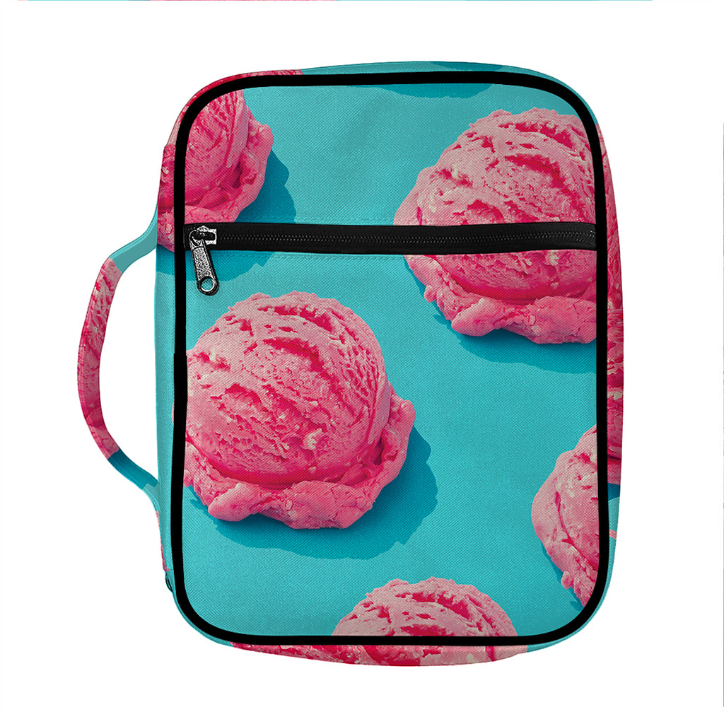 Pink Strawberry Ice Cream Print Front Pocket Bible Bag