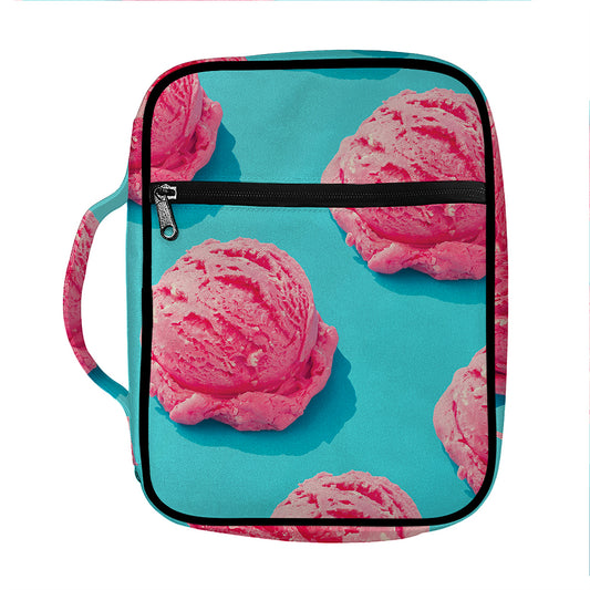 Pink Strawberry Ice Cream Print Front Pocket Bible Bag