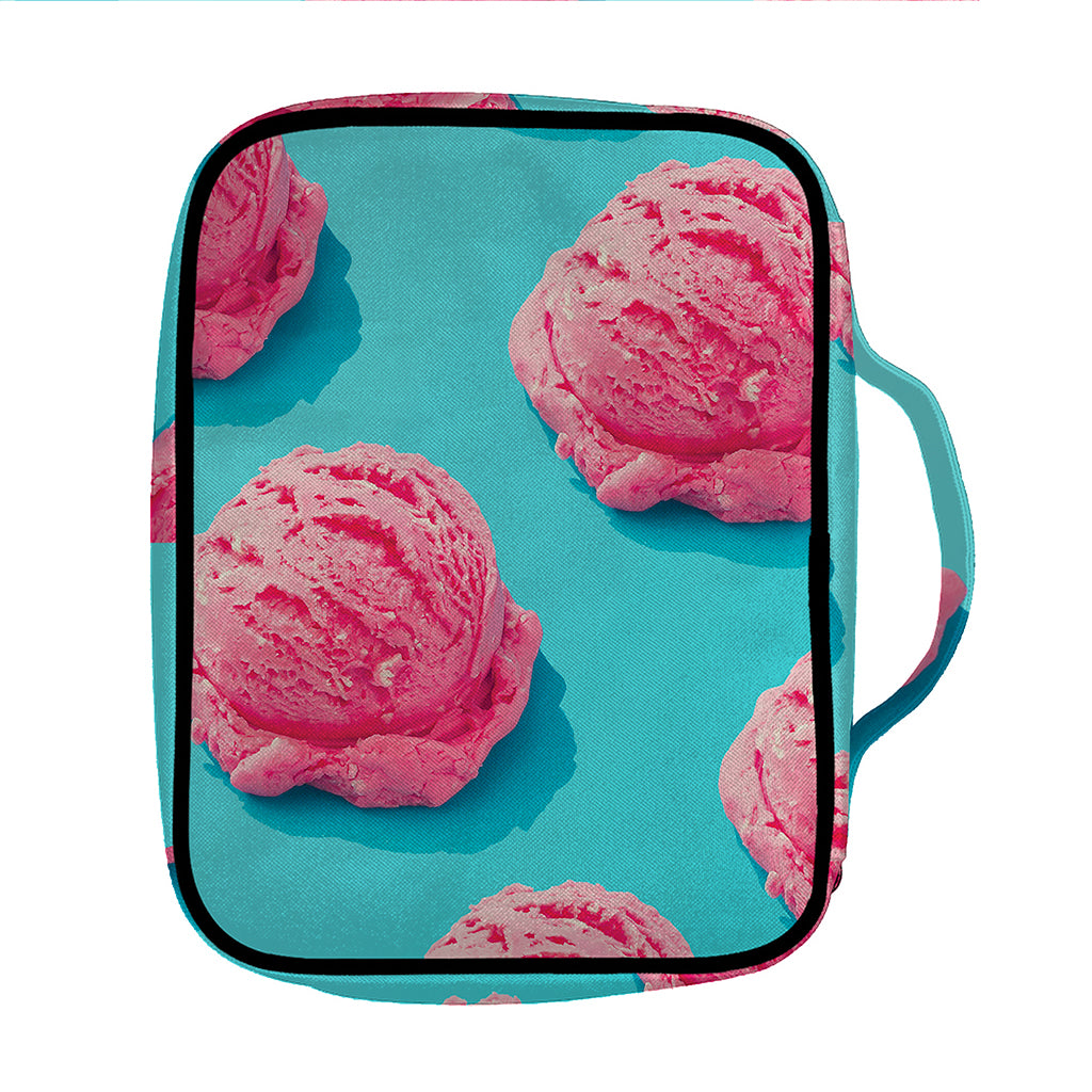 Pink Strawberry Ice Cream Print Front Pocket Bible Bag