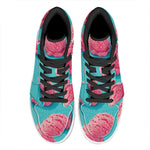 Pink Strawberry Ice Cream Print High Top Leather Sneakers