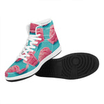 Pink Strawberry Ice Cream Print High Top Leather Sneakers