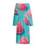 Pink Strawberry Ice Cream Print Hooded Bathrobe