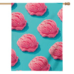 Pink Strawberry Ice Cream Print House Flag