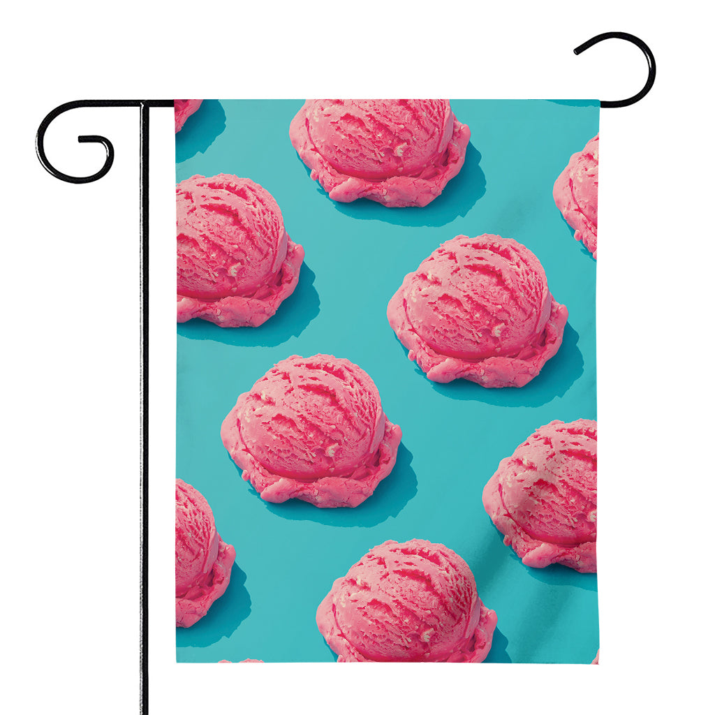 Pink Strawberry Ice Cream Print House Flag