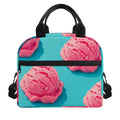 Pink Strawberry Ice Cream Print Insulated Lunch Bag