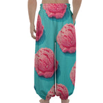 Pink Strawberry Ice Cream Print Lantern Pants