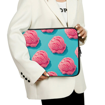 Pink Strawberry Ice Cream Print Laptop Sleeve