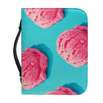 Pink Strawberry Ice Cream Print Leather Bible Cover
