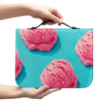 Pink Strawberry Ice Cream Print Leather Bible Cover