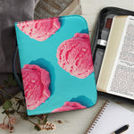 Pink Strawberry Ice Cream Print Leather Bible Cover