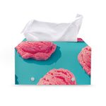 Pink Strawberry Ice Cream Print Leather Tissue Box Cover