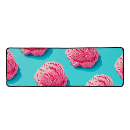 Pink Strawberry Ice Cream Print Long Kitchen Mat