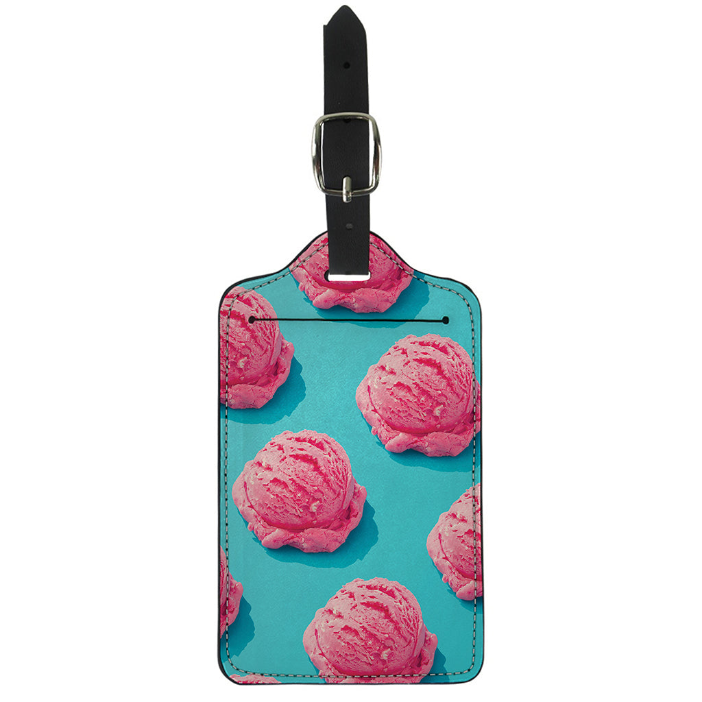 Pink Strawberry Ice Cream Print Luggage Tag