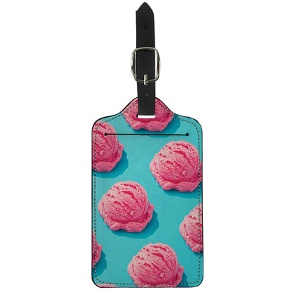 Pink Strawberry Ice Cream Print Luggage Tag