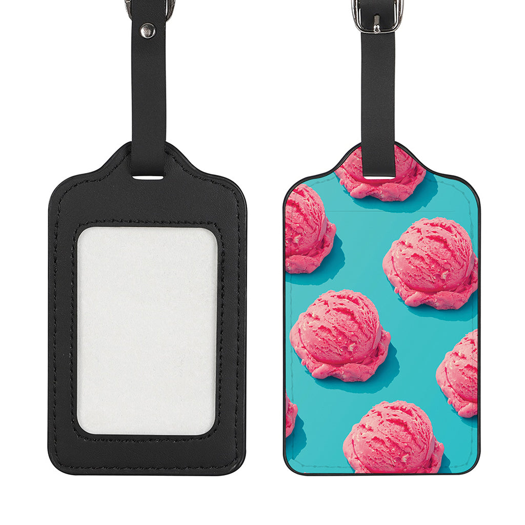 Pink Strawberry Ice Cream Print Luggage Tag