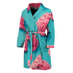 Pink Strawberry Ice Cream Print Men's Bathrobe