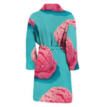 Pink Strawberry Ice Cream Print Men's Bathrobe