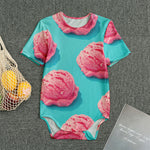 Pink Strawberry Ice Cream Print Men's Bodysuit