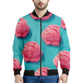 Pink Strawberry Ice Cream Print Men's Bomber Jacket