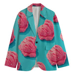 Pink Strawberry Ice Cream Print Men's Cotton Blazer