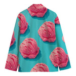 Pink Strawberry Ice Cream Print Men's Cotton Blazer