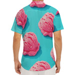 Pink Strawberry Ice Cream Print Men's Deep V-Neck Shirt