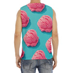 Pink Strawberry Ice Cream Print Men's Fitness Tank Top