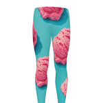 Pink Strawberry Ice Cream Print Men's leggings